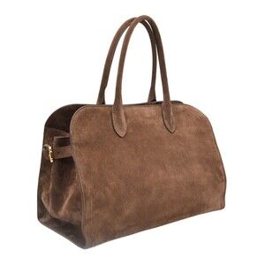 Claudia Firenze Italy Suede Tote Bag Chocolate Brown Gold Hardware NWT TJ11155